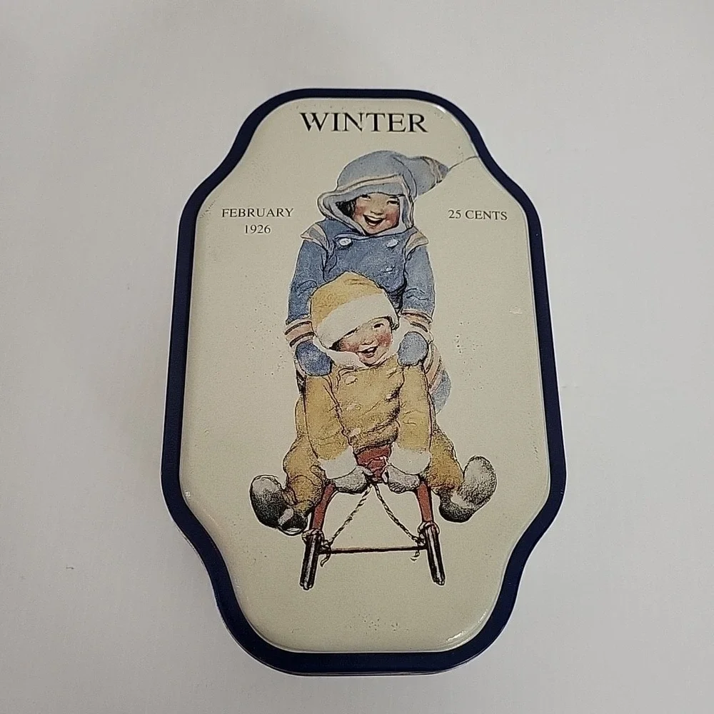 Vintage Good Housekeeping Set 4 Seasons Metal Tins Spring‎ Summer Autumn Winter